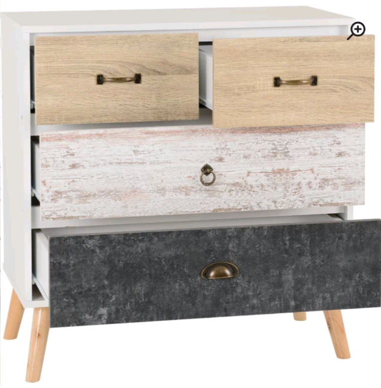 New Nordic 4 drawer wooden chest of drawers 