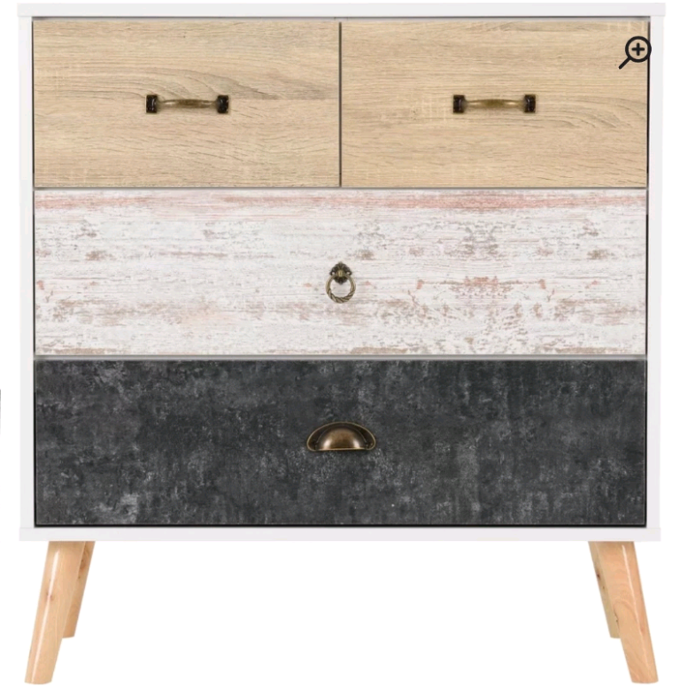 New Nordic 4 drawer wooden chest of drawers 