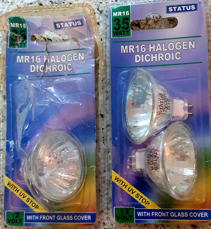 3 x MR16 halogen dichroic lightbulbs