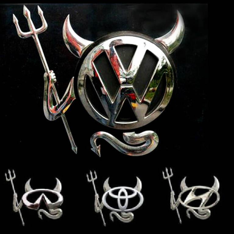Silver 3D Metallic Devil Logo Decal Sticker Emblem Badge New Bat Spider UK STOCK