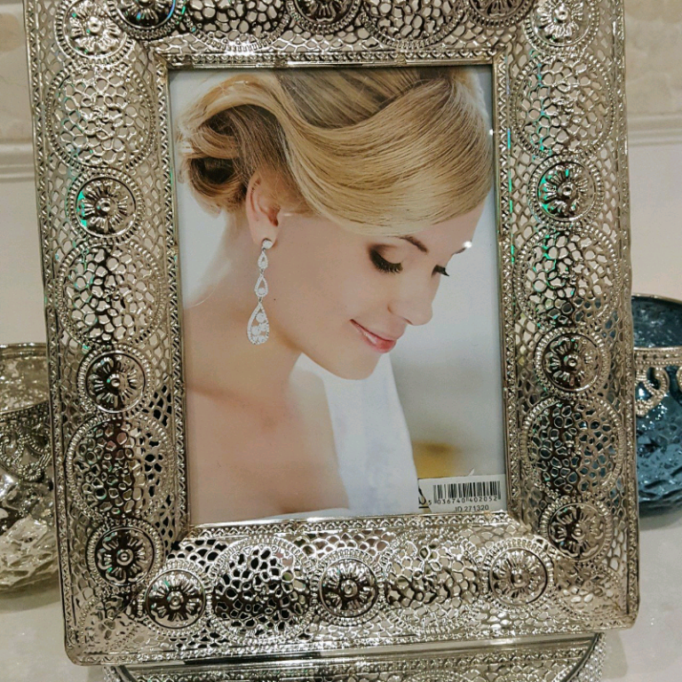 Moroccan Arabian Indian Ethnic 5x7 Photo Frame Silver Ornate Vintage Ideal Ramadan Home Gift