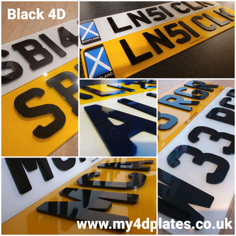 3mm Black 4D Car Number Plates - Road Legal