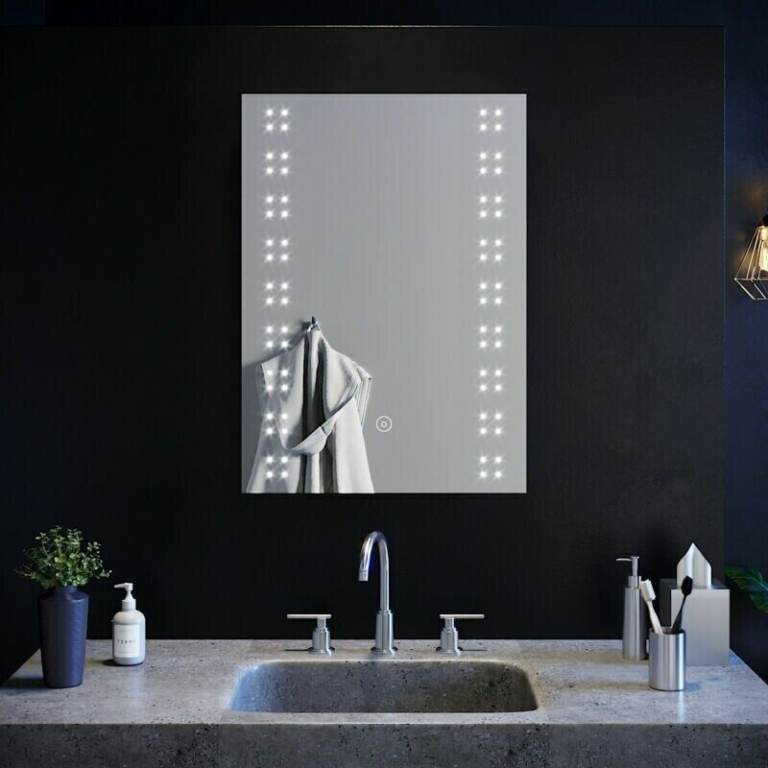 New Led Bathroom Mirror With Demister & Shaver Socket 500 x 700mm M2 RRP £210 Our Price £95