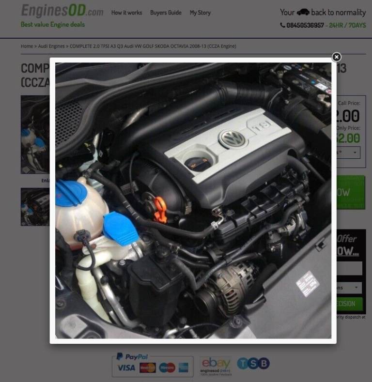 2.0 A3 ENGINE Tfsi Audi Q3 VW Golf SKODA Octavia ( 2008-13) CCZA CZZ Petrol @ 3NGINES com