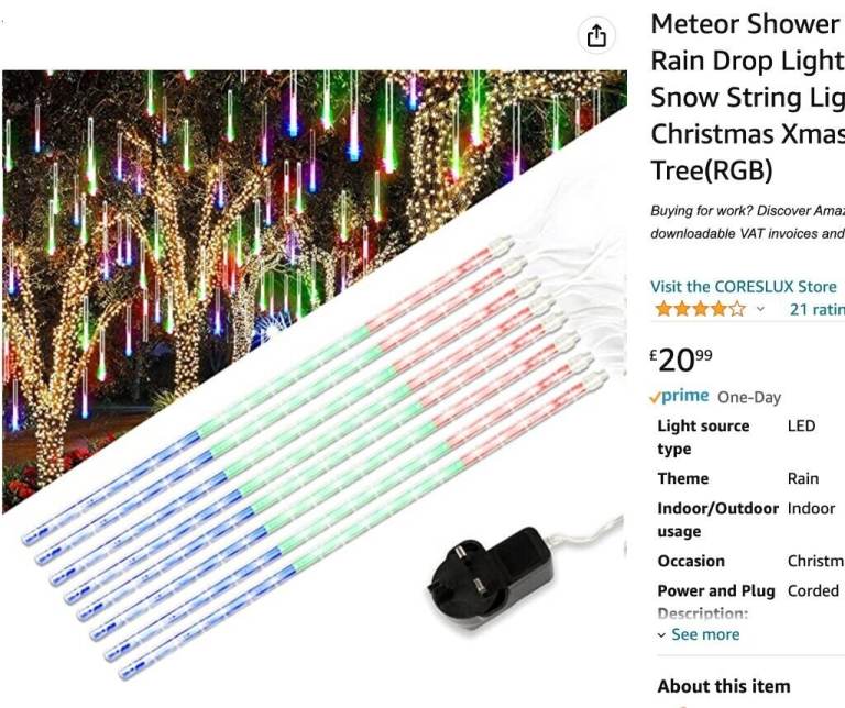 Meteor Shower Rain Lights 50cm 8 Tubes (RGB)