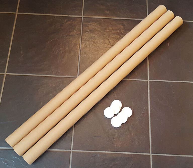 3x Heavy Duty 96cm long Poster & Artwork Tubes with end caps - NEW!
