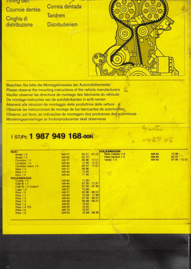 NEW BOSCH TIMING BELT 1987949168 FOR VW GROUP CARS