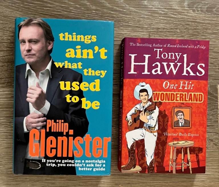 Philip Glenister+Tony Hawks books, looking at both nostalgia, Philip, plus one hit wonders, Tony
