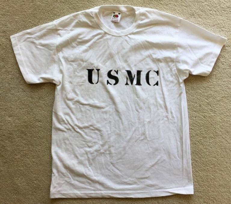USMC US MARINES PLAIN WHITE PT T-SHIRT SMALL 36" CHEST BOYS BOY'S SHIRT ARMY NAVY MILITARY KIDS TEE