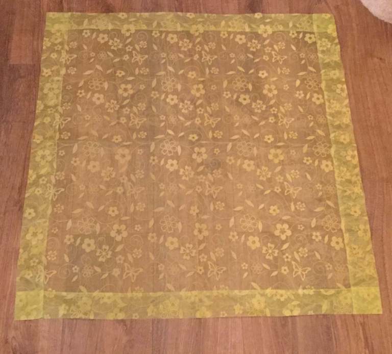 Green Square Butterfly & Flower Table Cloth