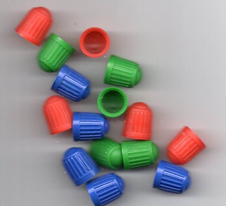 12 NEW Schrader Dust Caps for Car or Bike - 4 Red, 4 Blue and 4 Green
