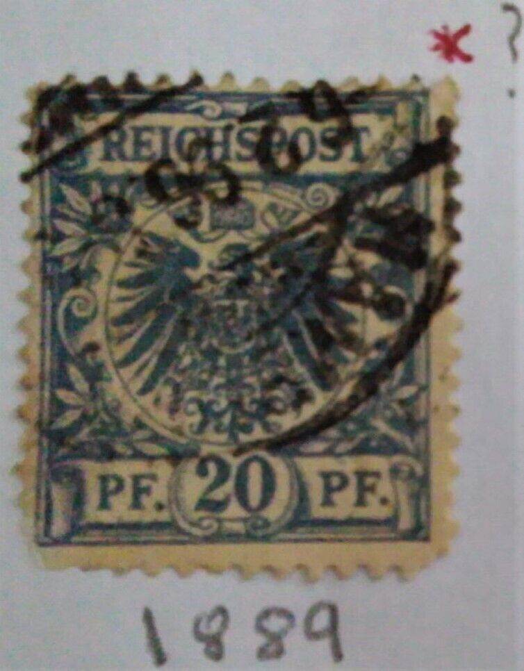 GERMANY 1889 ' REICHSPOST 20pf  blue' POSTAGE STAMP
