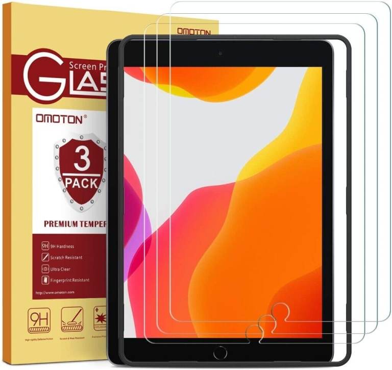 OMOTON 3 Pack Screen Protectors iPad 10.2 (iPad 8/iPad 7)/ iPad Air 3/ iPad Pro 10.5, Tempered Glass