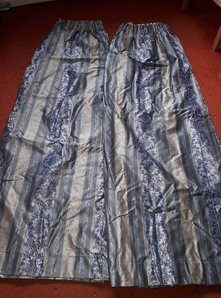 BLUE LINED CURTAINS