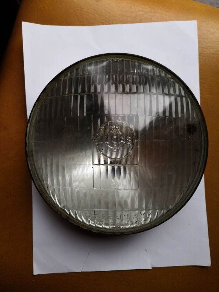 Vtg Lucas 700 7” Motor Cycle Headlamp Bulb Type w/Sidelight Hole M5 553753 Made in England 60s/50s