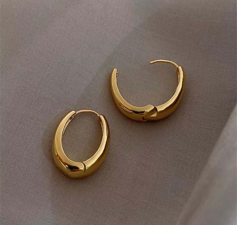 Gold plated Smooth Metal Hoop Earrings For Woman Fashion jewellery