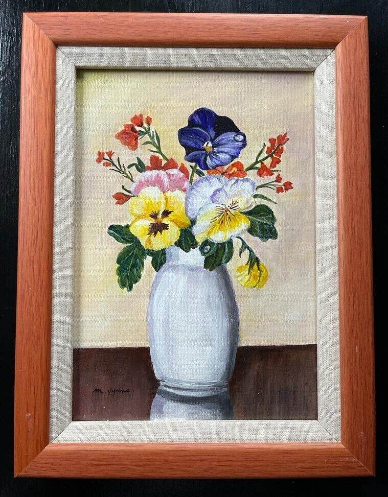 Original acrylic painting, vase of flowers, professionally framed & signed by artist
