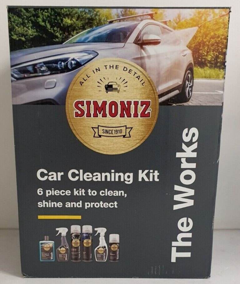 SIMONIZ 'The Works' Car Cleaning Kit, 6 Piece Kit to Clean, Shine and Protect, Brand New