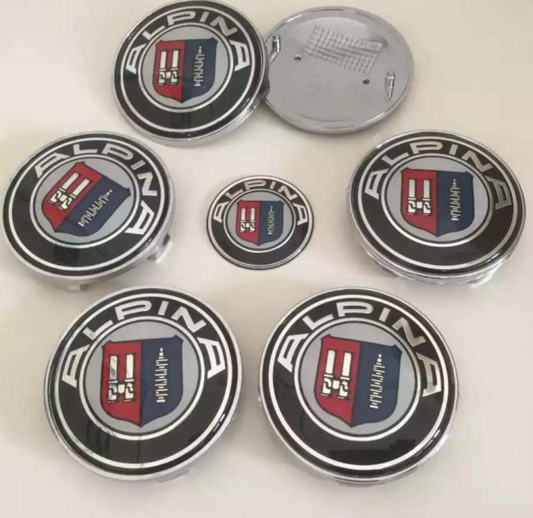 Bmw Badge Set Center Caps Bonnet Badge Boot Badge Steering 7 Piece set ALPINA 