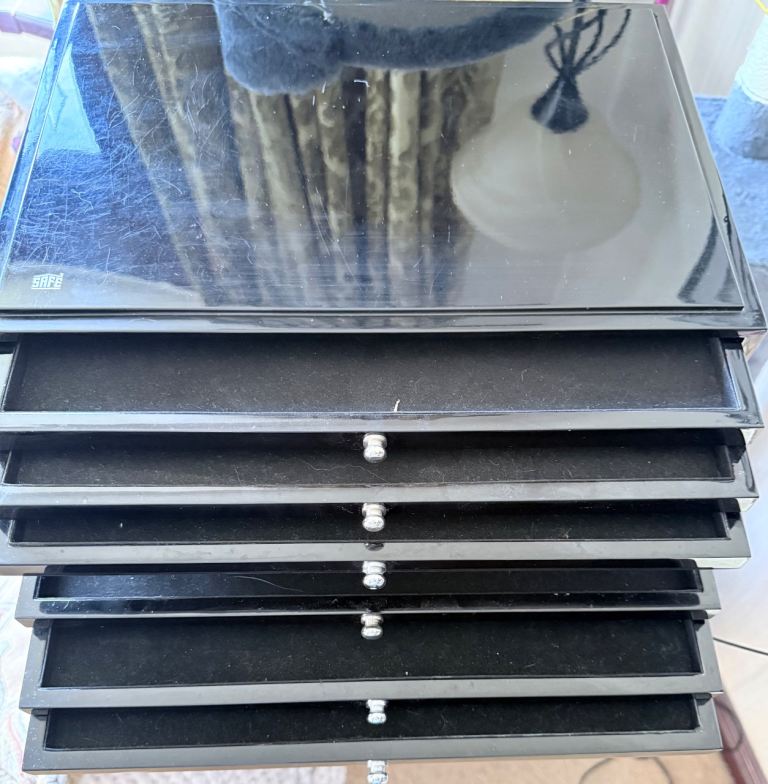 Black Wooden Jewellery Boxes with Drawers – Good Condition