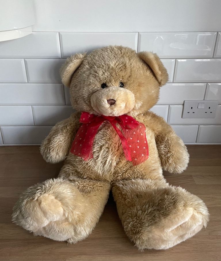 image for Giant Teddy Bear 74cm Stuffed Animal Large Bear Plush with Red Love Heart Ribbon