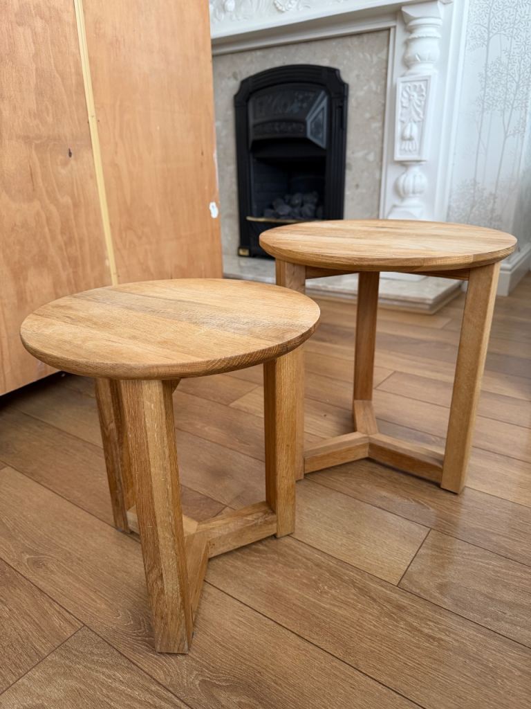 Two small wooden size tables