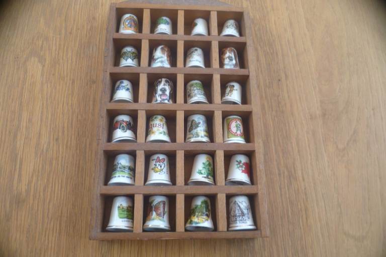 Thimbles Birds dogs huntley and palmer  humty dumty shire horse car butterfly fine English china 