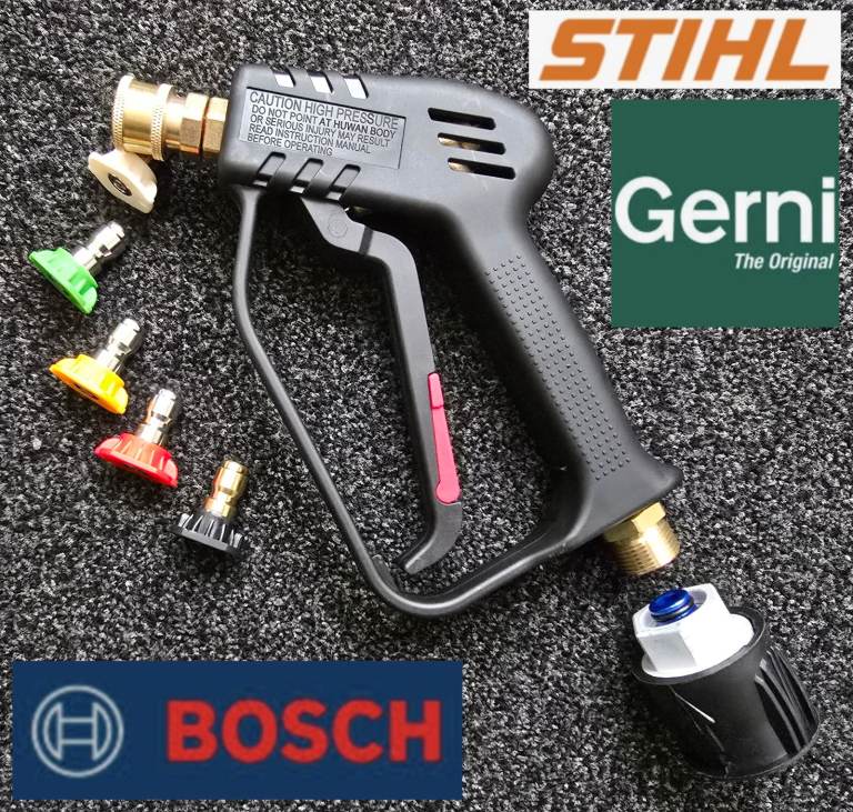 Bosch STIHL Michelin Black & Decker short Pressure Washer Gun 5 Fan Nozzle M22 14mm 1/4″ QUICK new