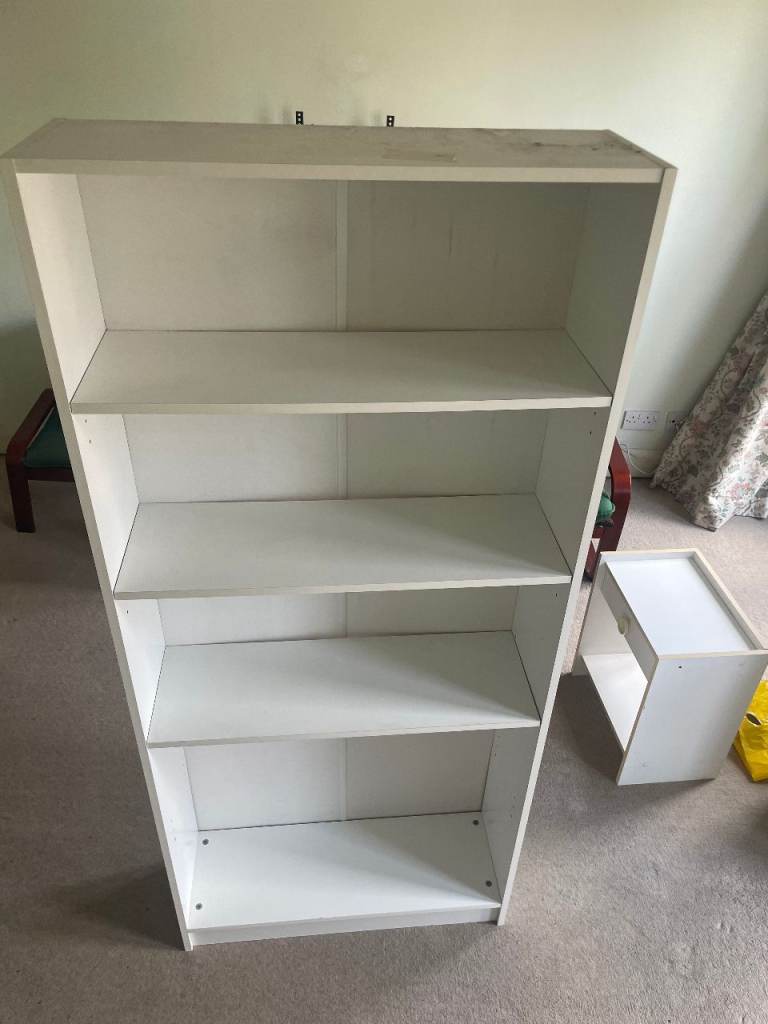 White Wood Bookcase / Storage Unit