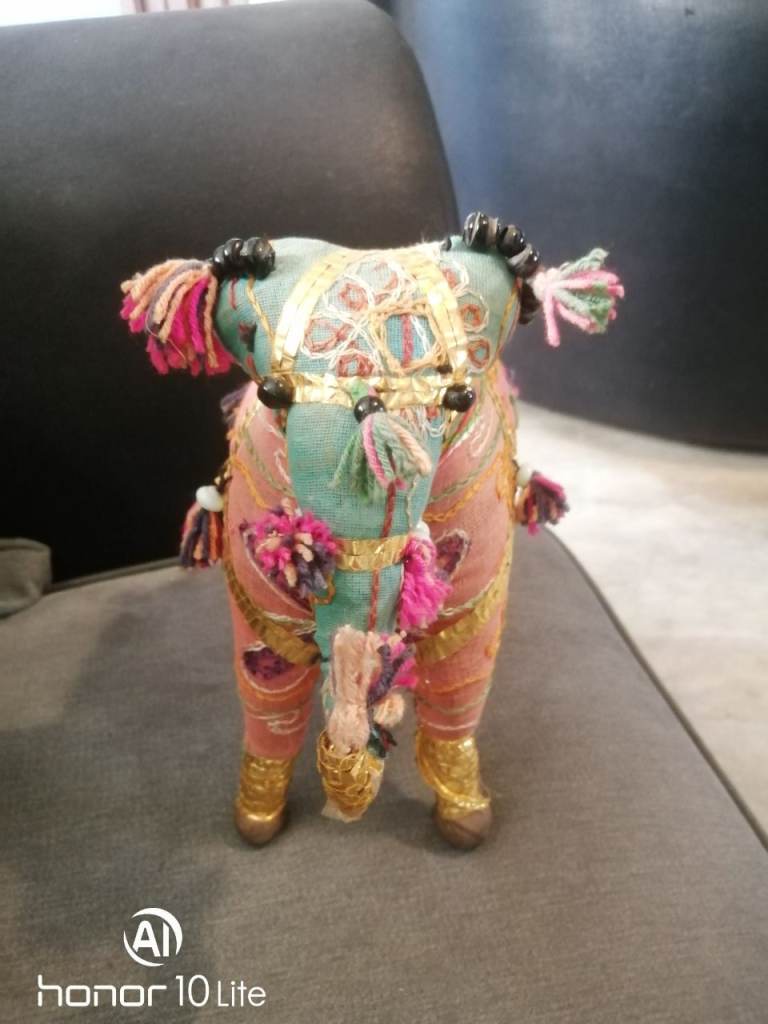Indian Style Fabric Elephant Figurine - Colourful Decorative Ornament