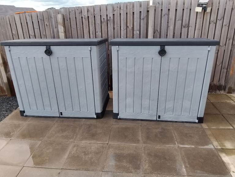 2 KETER STORE IT OUT ACE 1200L OUTDOOR STORAGE BOXES