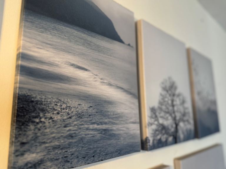 IKEA PJÄTTERYD Canvas Wall Art – Set of 9 “Mist in the Forest” (Grey/Blue, 70½″ × 44″)