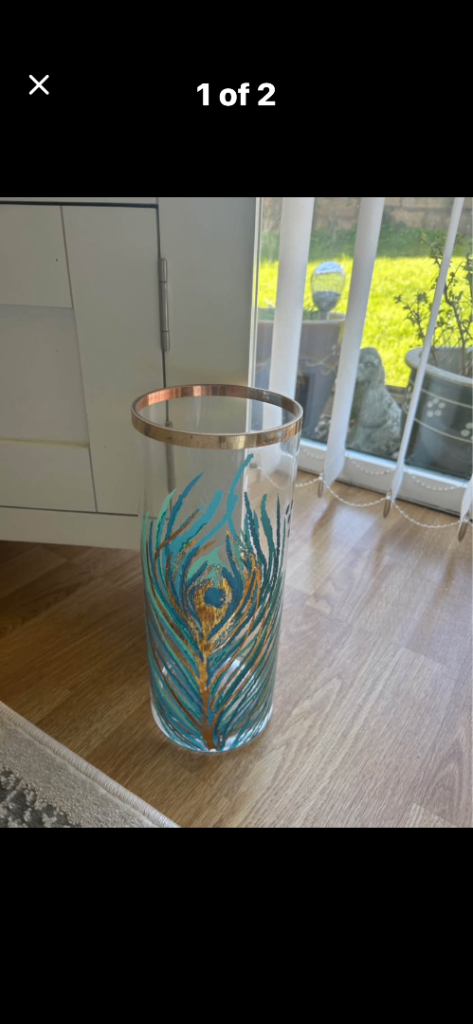 Large peacock feather vase 