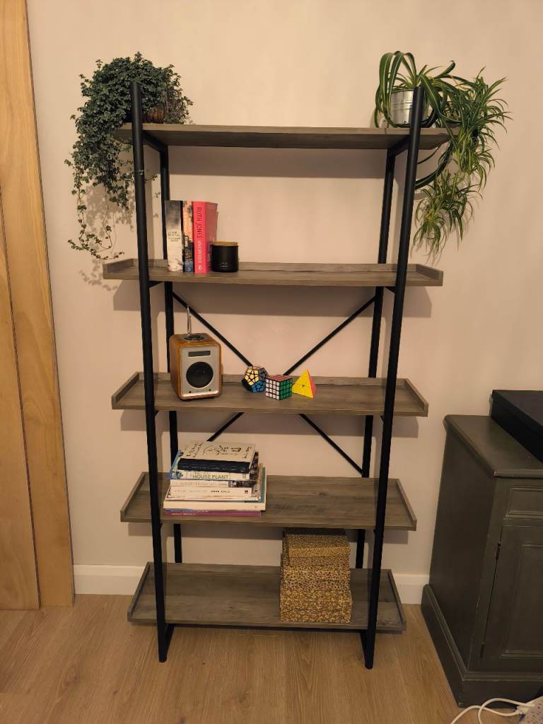 5 shelf ladder bookcase storage unit 