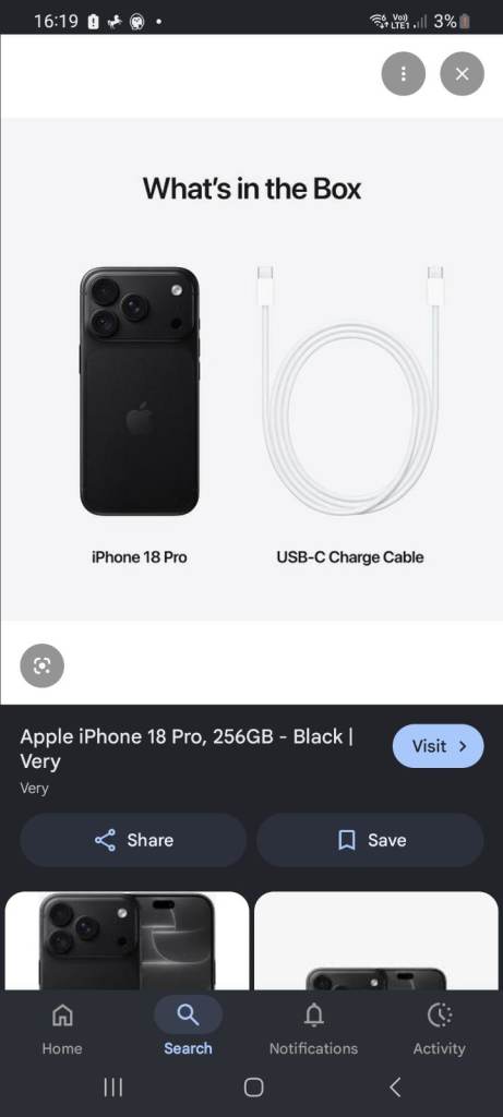 Apple iPhone 18 Pro 256GB – Black, New