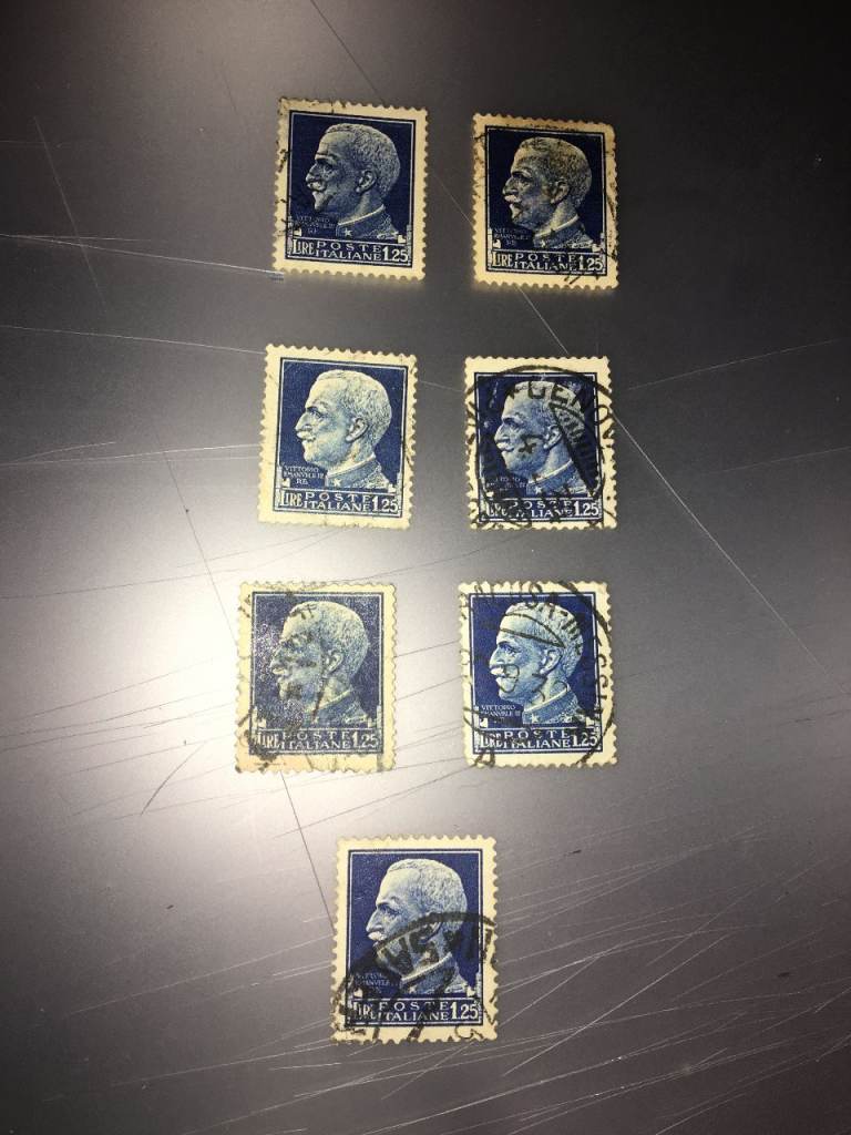 5 Poste Stamps 1944 Italy Effigy King Vittorio Emanuele III Facing Left 1,25 c