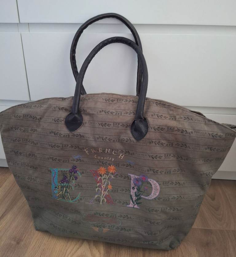 Large grey cotton tote/weekend/shopper bag