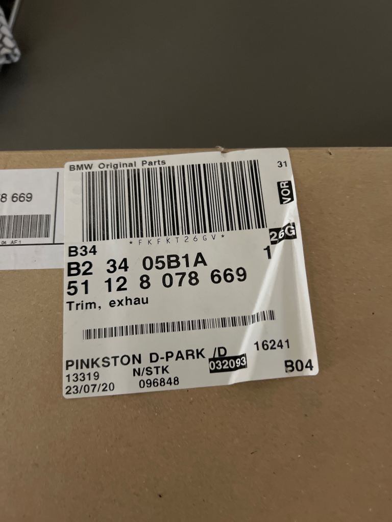 BMW X5 exhaust trims x 2 and front grill 