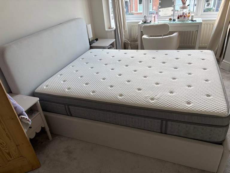 image for Dusk king size ottoman storage bed and 4,000 pocket spring hybrid memory foam mattress