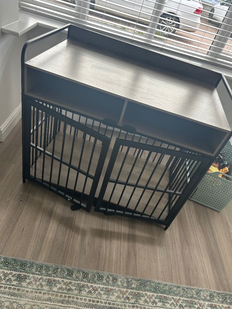 Large dog crate with storage 