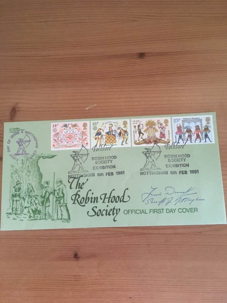 1st Day Cover 1981 The Robin Hood Society signed by Sheriff of Nottingham
