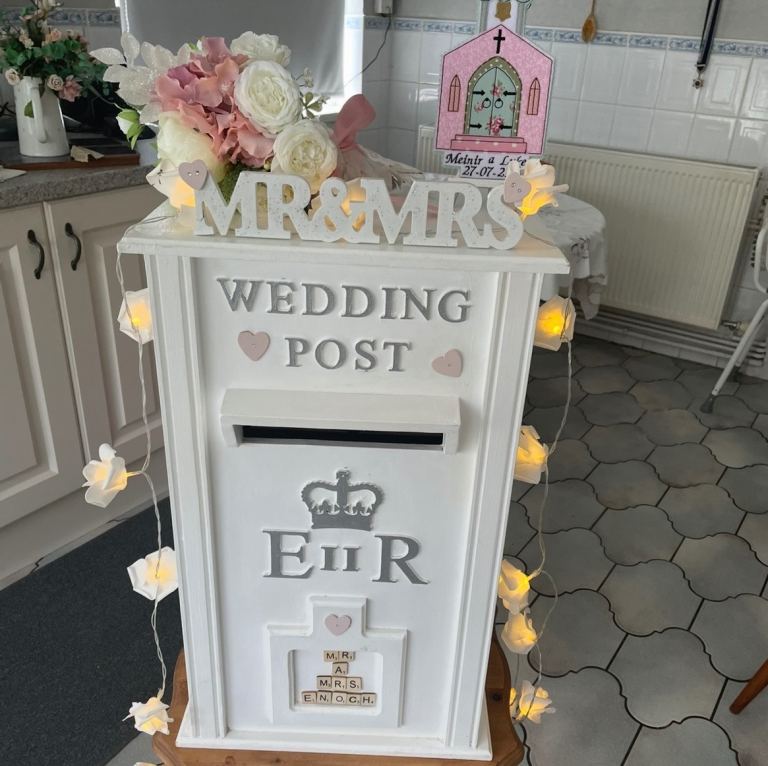 Wedding reception decorations post box, seat plan sign, welcome board, plus more