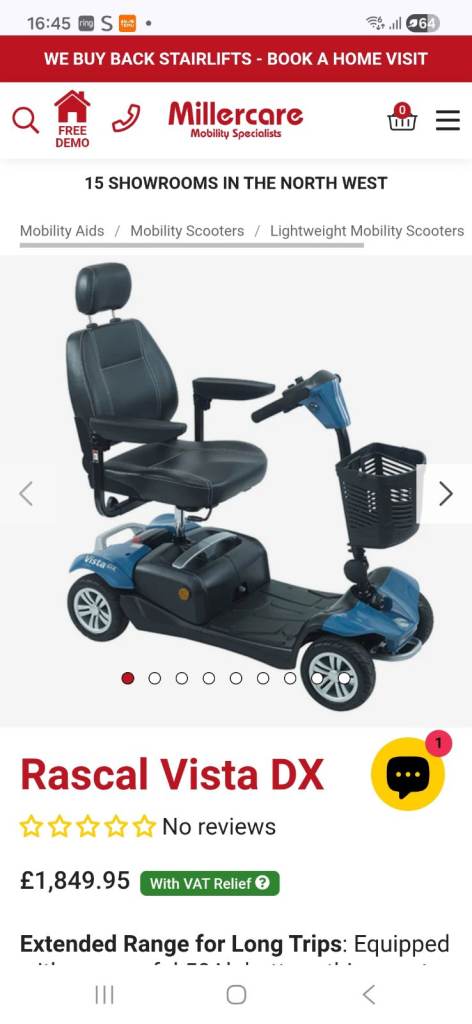 Rascal Vista DX Mobility Scooter – Blue