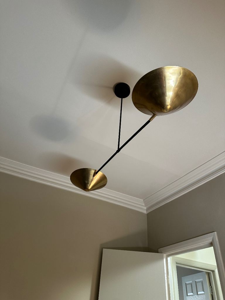 Modern Brass Ceiling Light with Two Shades – As Good As New