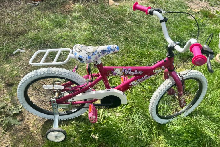 Pink Kids Bike with Stabilisers and Carrier – Good Condition