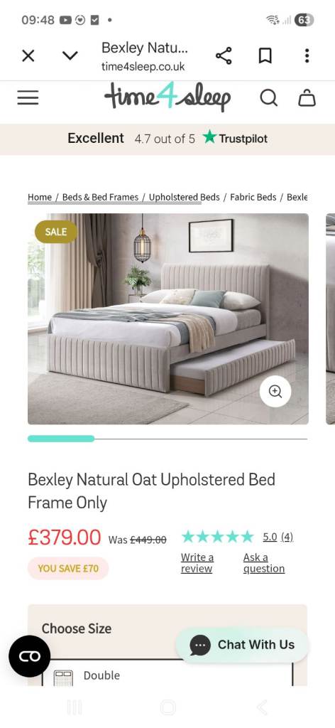 Free double bed