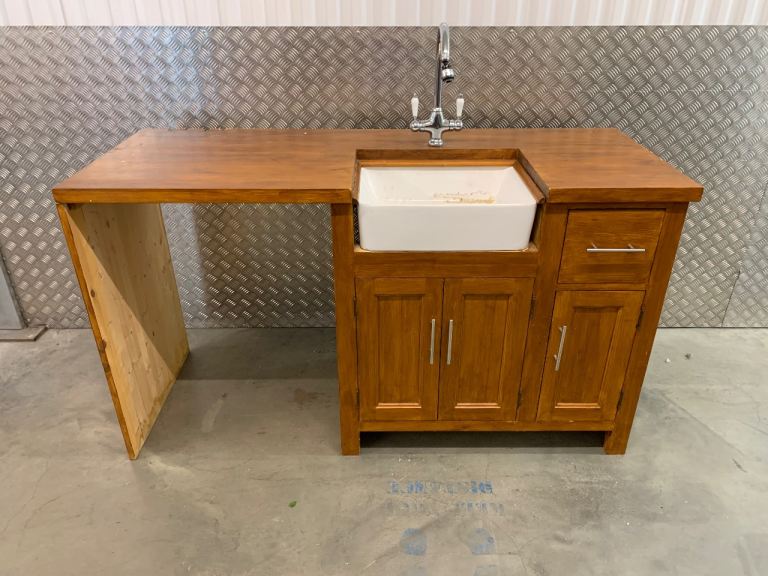 Solid Pine Freestanding Kitchen / Utility room Sink unit inc Ceramic Sink 