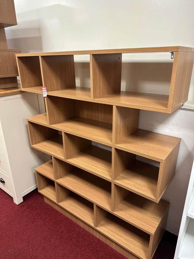 image for Cube Wide Shelving Unit - Oak Effect
