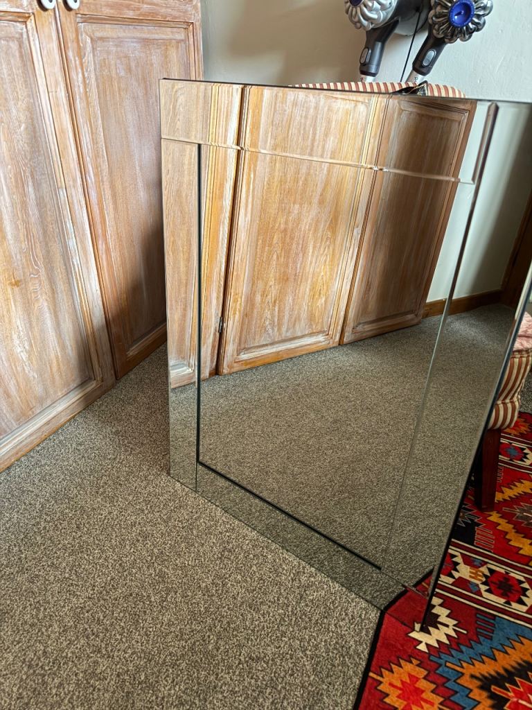 Large Frameless Wall Mirror – Clean Condition