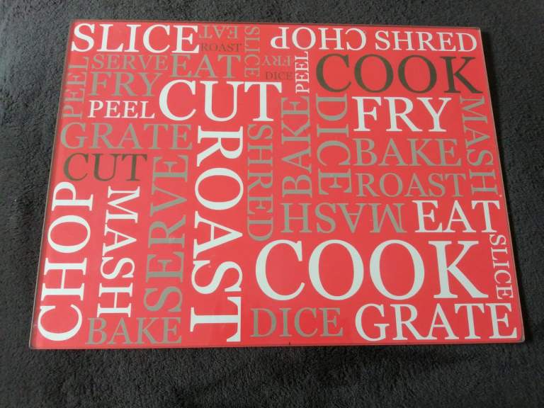 BEAUTIFUL RED GLASS WORKTOP SAVER - IMMACULATE AS NEW